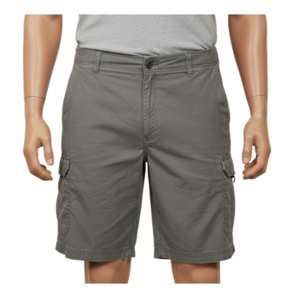 Lee Extreme Motion Mens 42 Charcoal Grey Cargo Shorts Faded Canvas Patina Work